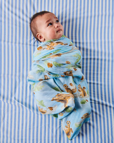 Squirrel Scurry Bamboo Swaddle Blanket