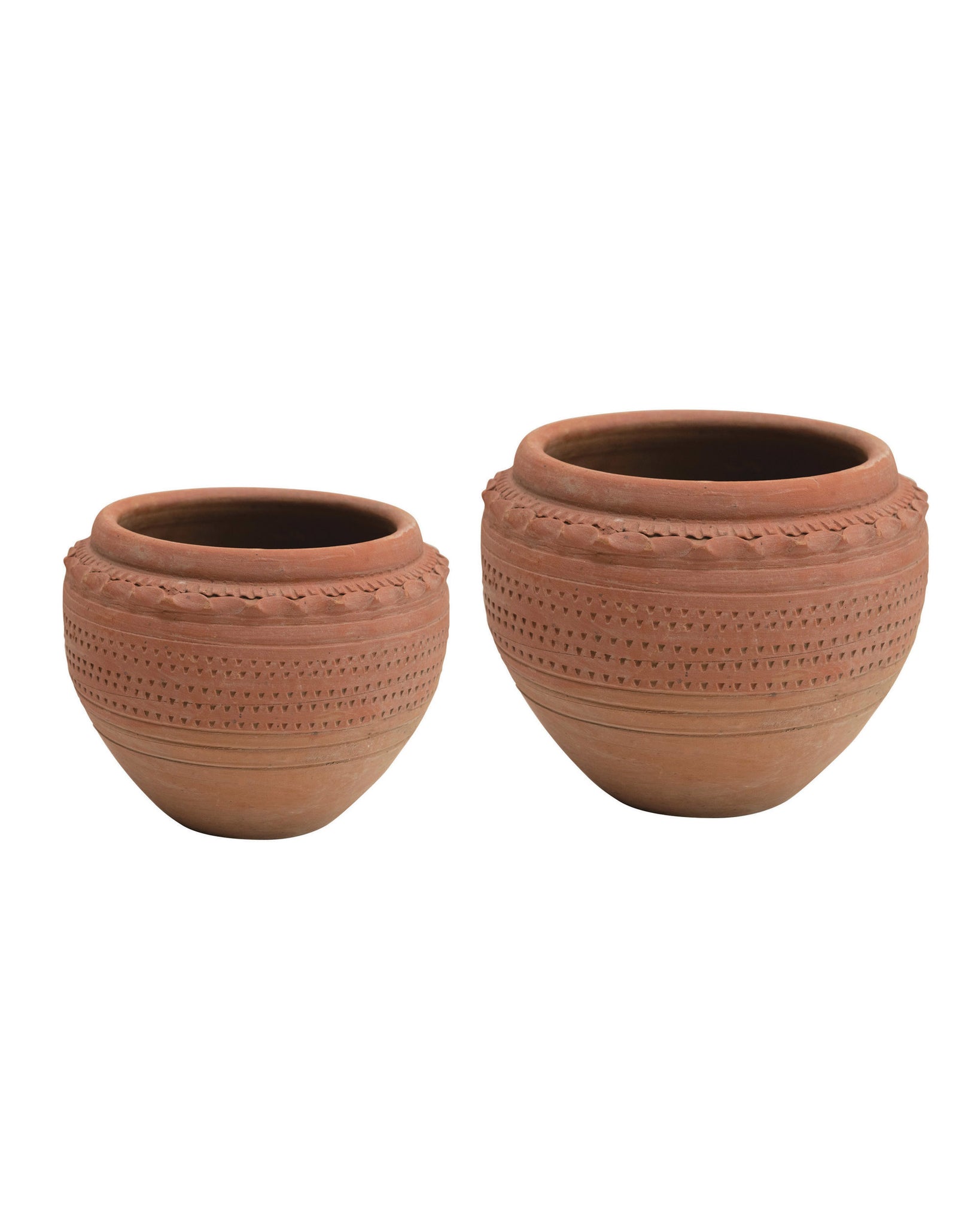 9" Round X 7" H Textured Terracotta Planter Pot