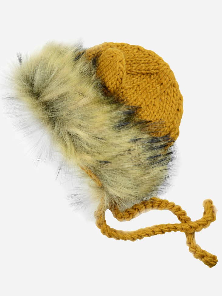 The Blueberry Hill Lion Bonnet with Faux Fur Knit Hat