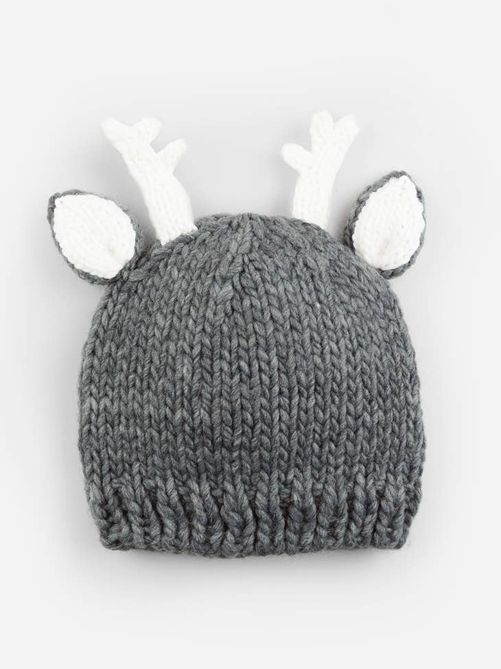 The Blueberry Hill Gray Deer Knit Hat