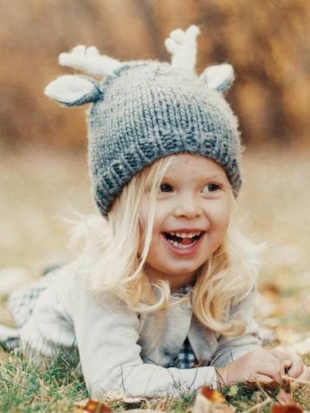 The Blueberry Hill Gray Deer Knit Hat