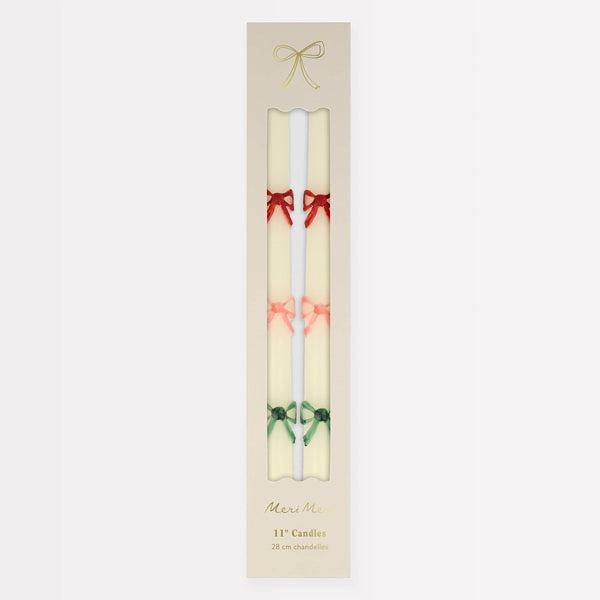 Multi Colour Bow Taper Candles