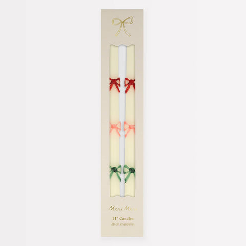 Multi Colour Bow Taper Candles