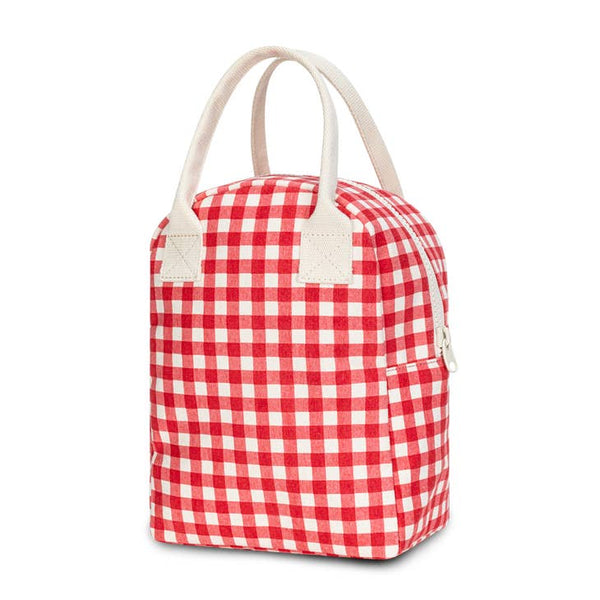 Red Gingham Zipper Lunch Bag