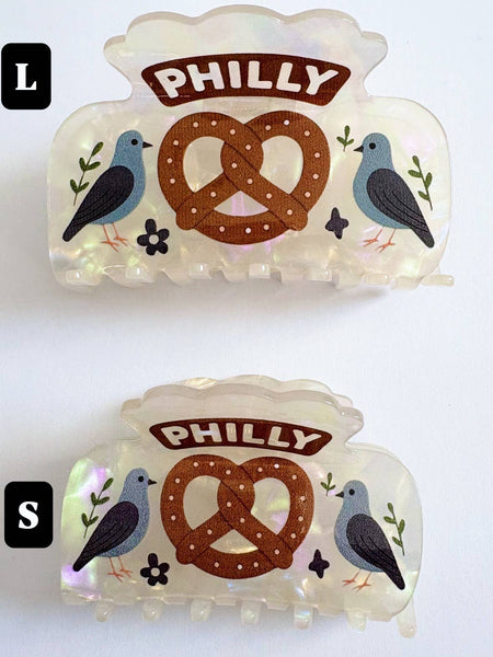 Philly Pretzel & Pigeon Hair Claw Clip (Small) Philadelphia