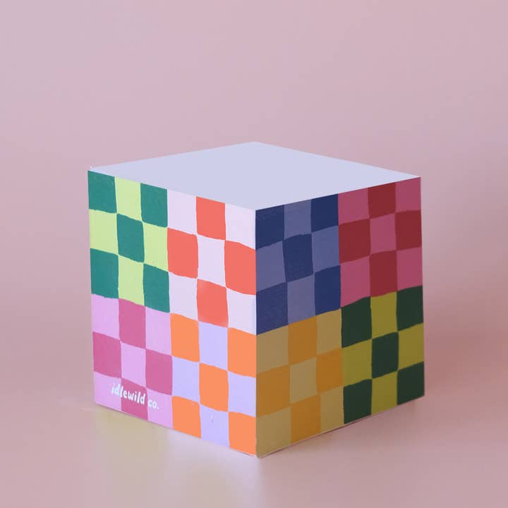 Rainbow Checkers Sticky Note Cube