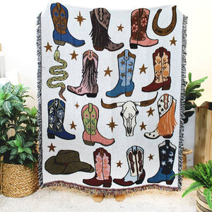 Howdy Cowgirl Cotton Throw Blanket