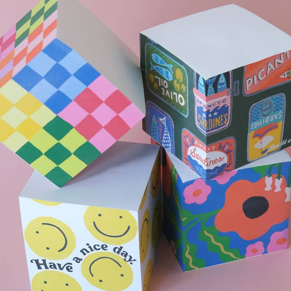 Rainbow Checkers Sticky Note Cube