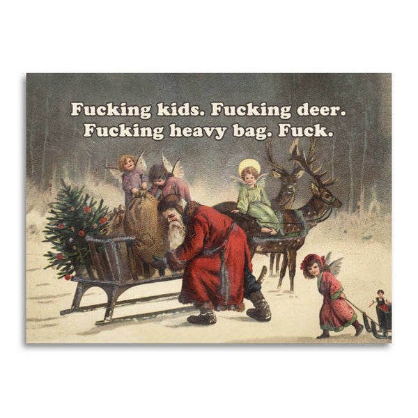 Grumpy Santa Funny Vintage Christmas Card