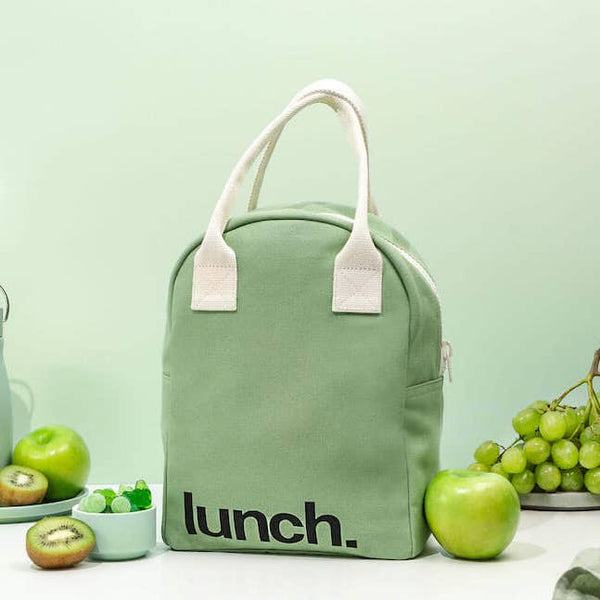 Moss Green "Lunch" Zipper Lunch Bag
