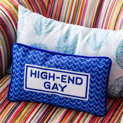 High End Gay Needlepoint Pillow
