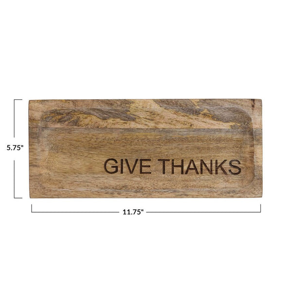 Give Thanks Mango Wood Cutting Board