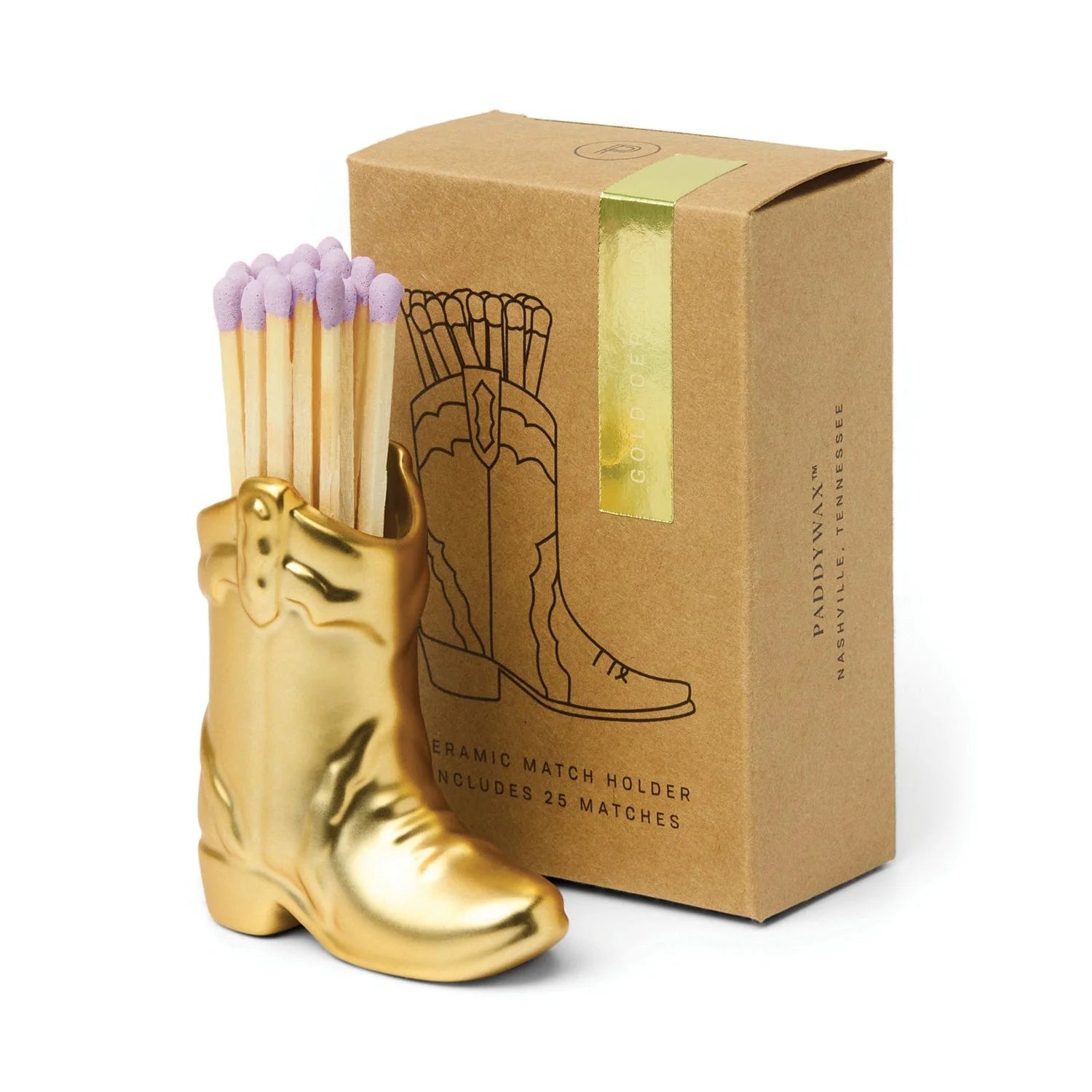 Cowboy Boot Match Holder - Metallic Gold