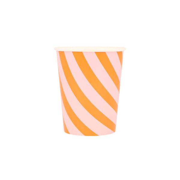 Pink & Orange Striped Cups