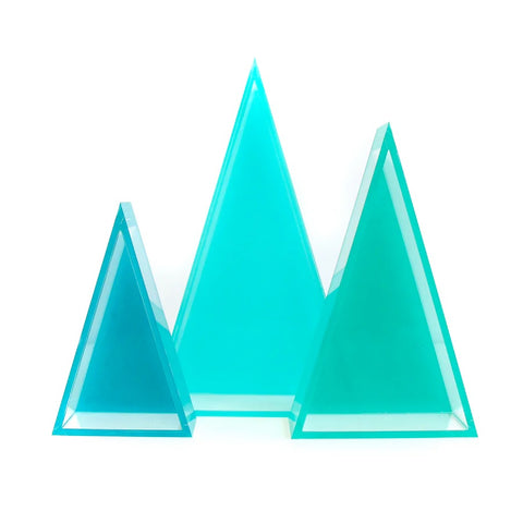 Blue Acrylic Triangle Christmas Tree Decor Set