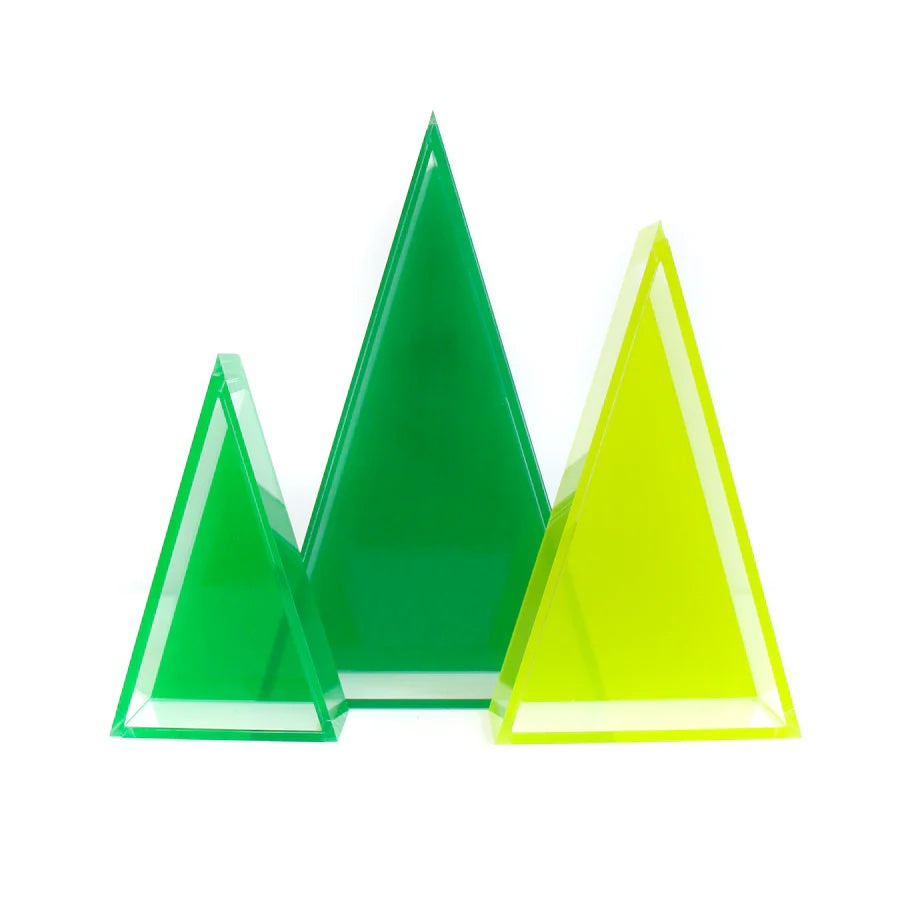 Green Acrylic Triangle Christmas Tree Decor Set