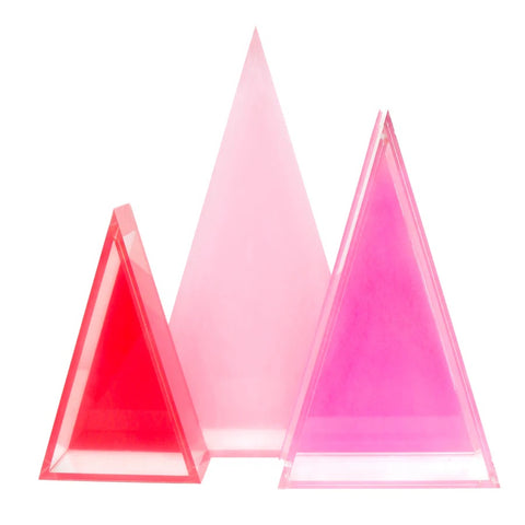 Pink & Red Acrylic Triangle Christmas Tree Decor Set