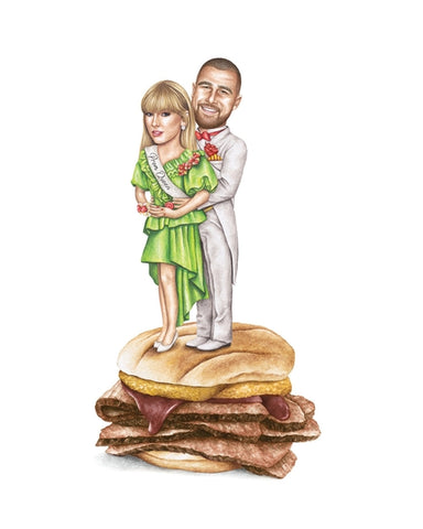 Taylor Swift & Travis Kelce Watercolor Print