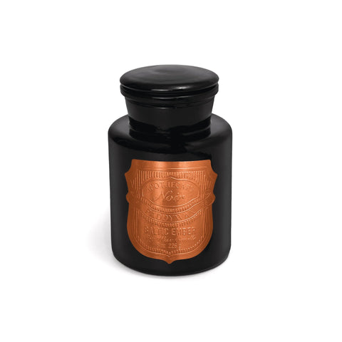 Apothecary Noir Vessel Candle with Burnt Orange Label - Baltic Ember