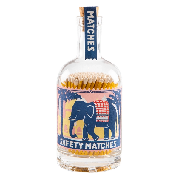 Glass Match Bottle - Pink Elephant
