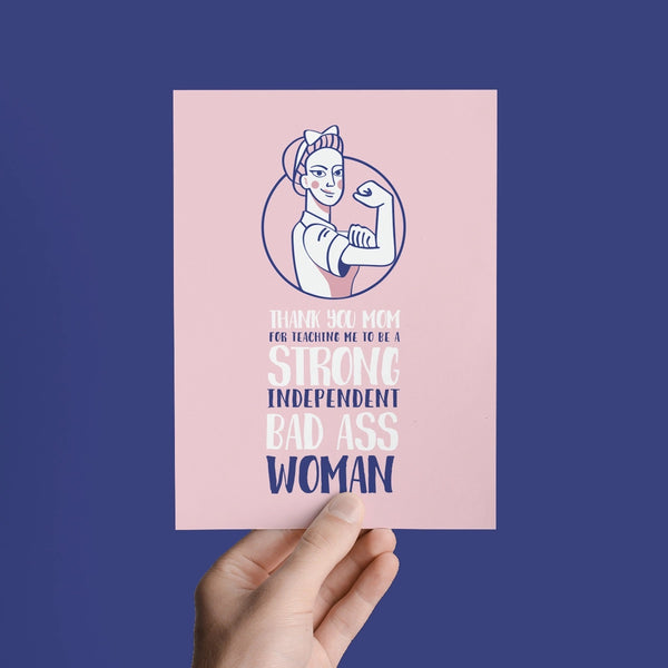 Strong Badass Woman Mother's Day Greeting Card