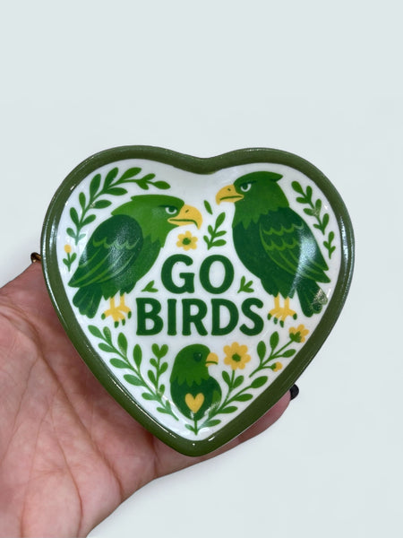 Birds Heart Shaped Ceramic Trinket Dish