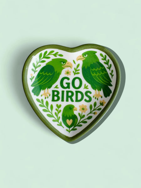 Birds Heart Shaped Ceramic Trinket Dish