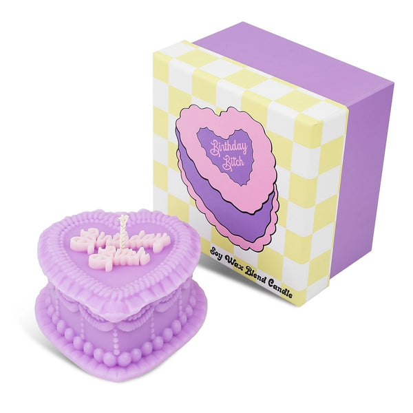 Birthday Bitch Vintage Heart Cake Candle