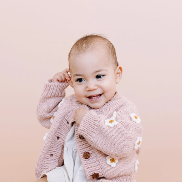 Blush Flower Cardigan Kid's Sweater