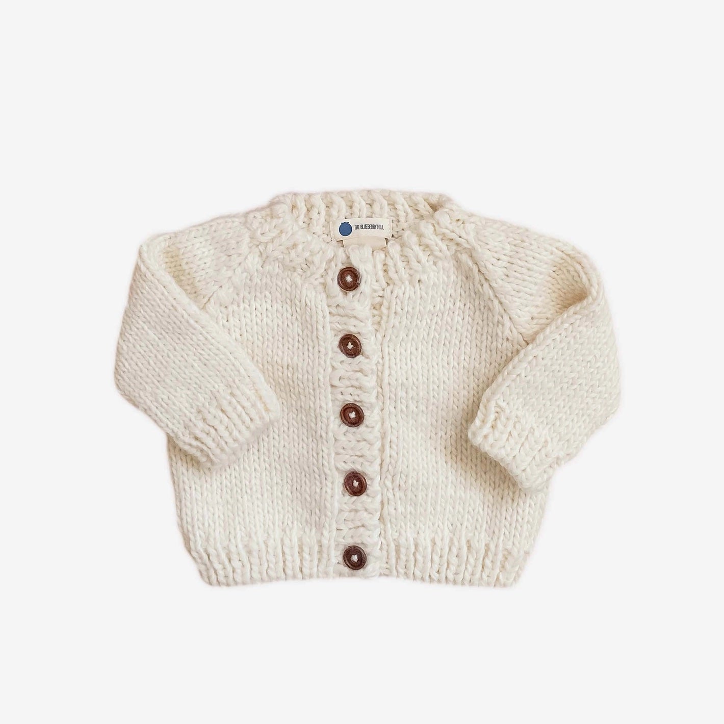 Classic Cardigan Hand Knit Kid's Sweater - Cream