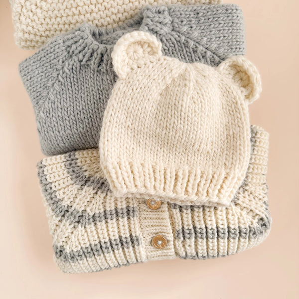 Cream Bear Baby Kids Beanie