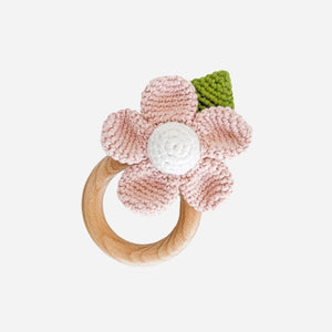 Cotton Rattle Teether - Pink Flower