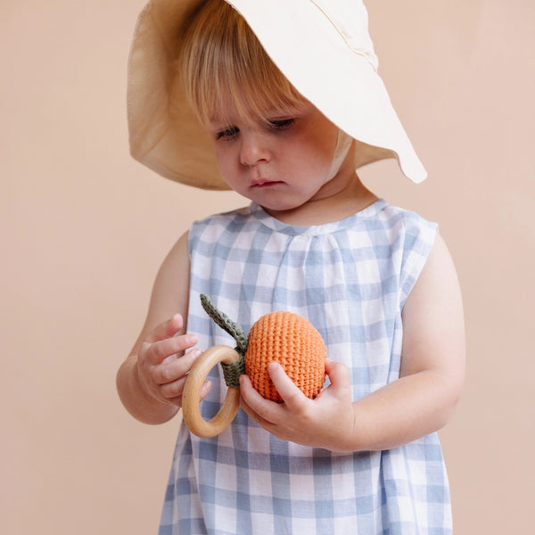 Cotton Rattle Teether - Orange