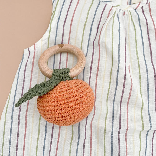 Cotton Rattle Teether - Orange