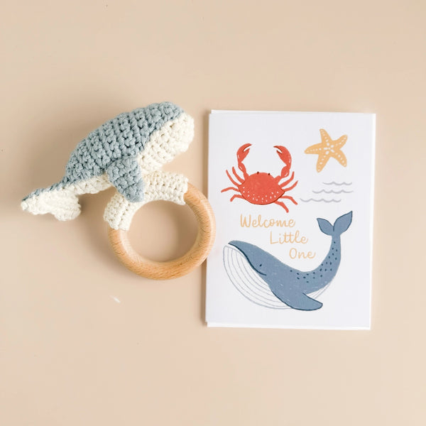 Cotton Rattle Teether - Whale