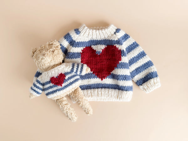 Striped Big Heart Kid's Sweater