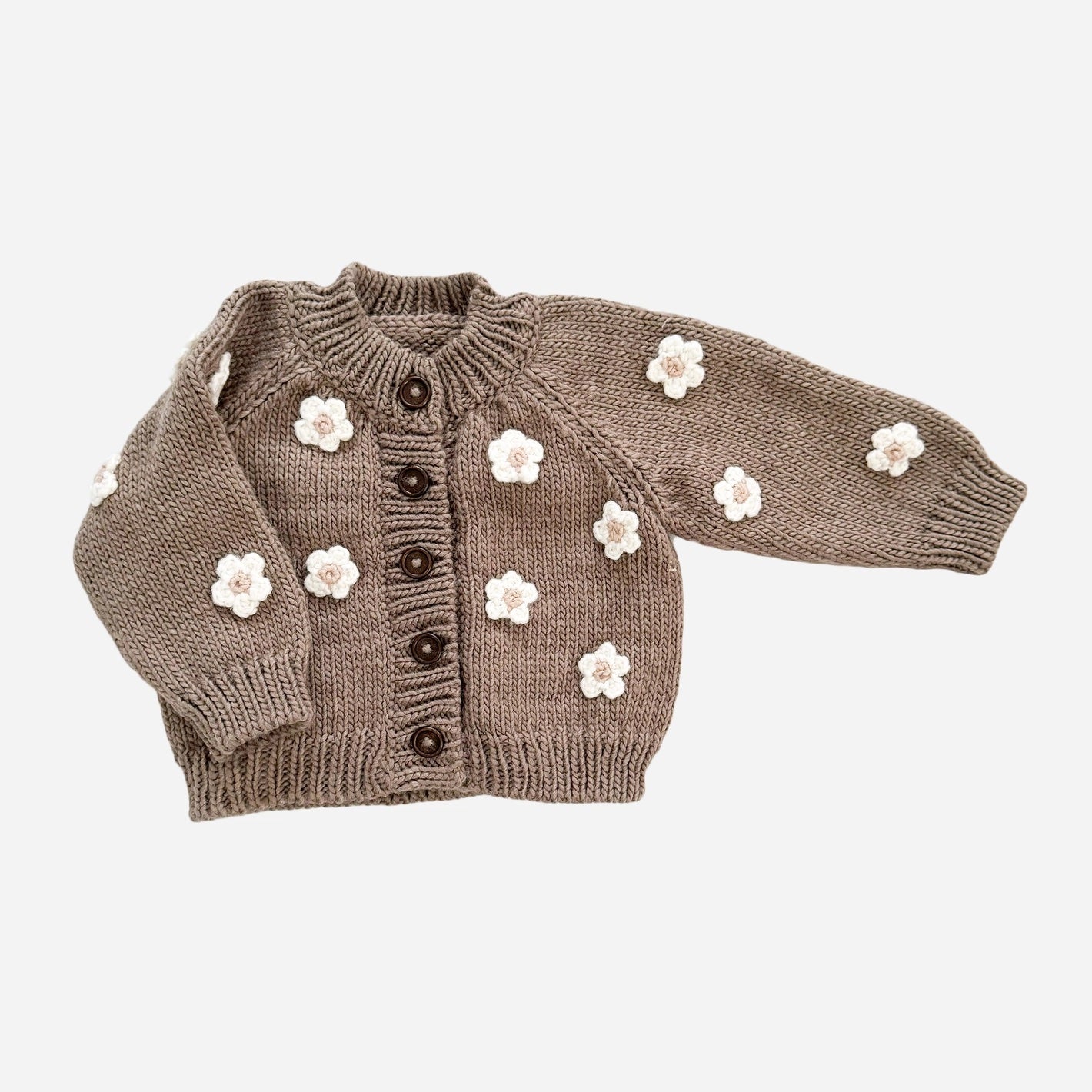 Tan Flower Cardigan Kid's Sweater