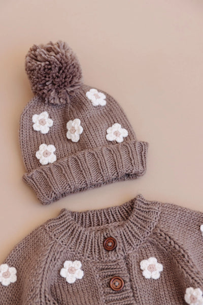 Tan Flower Baby Kids Hat