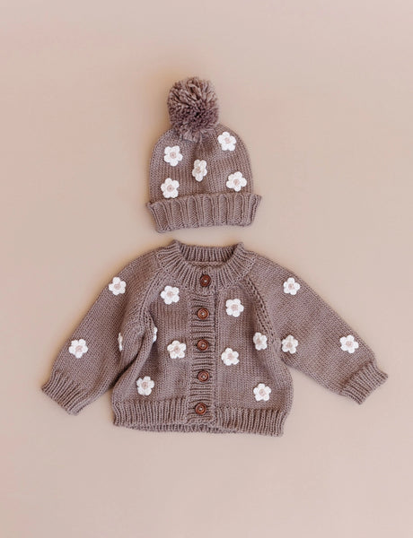 Tan Flower Baby Kids Hat
