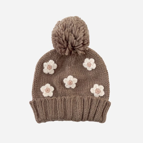 Tan Flower Baby Kids Hat