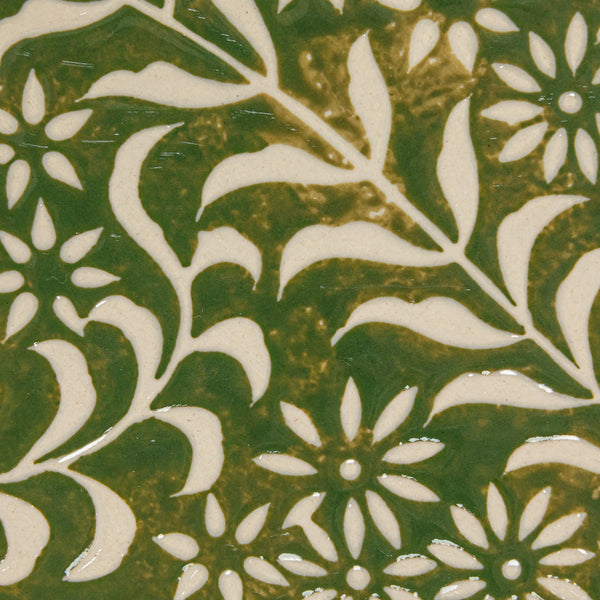 Green Botanical Stoneware Platter