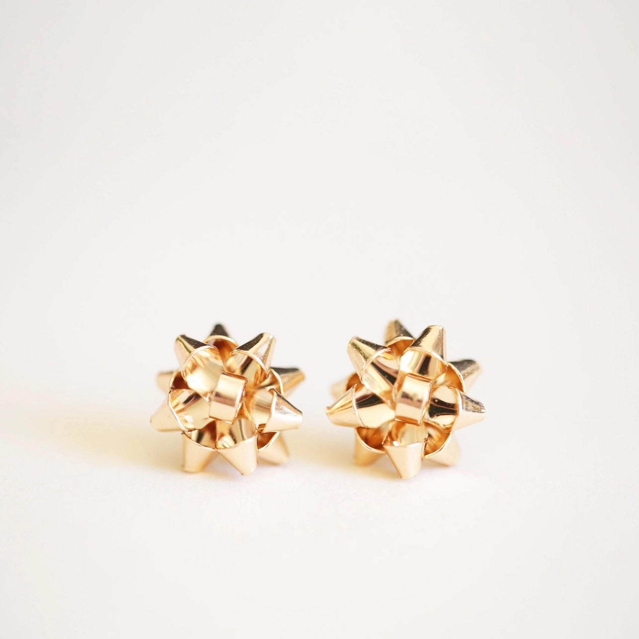 Holiday Bow Gold Stud Earrings