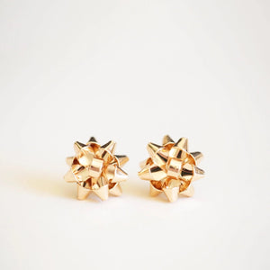 Holiday Bow Gold Stud Earrings