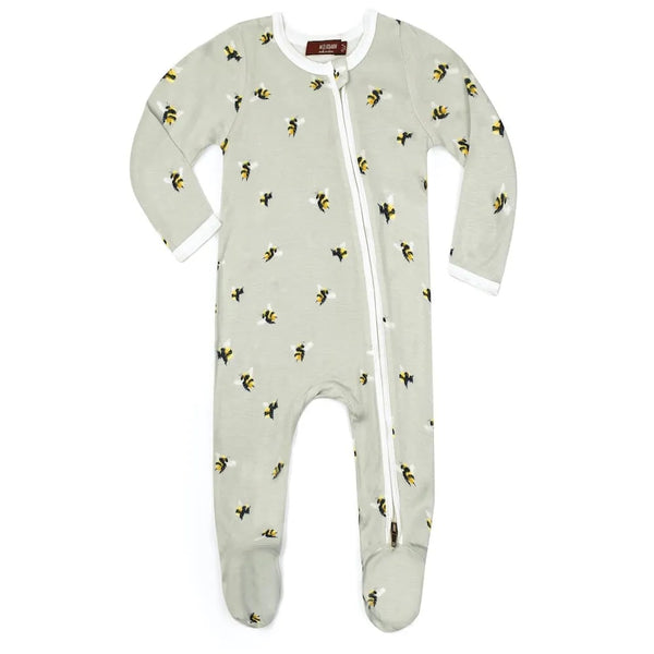 Milkbarn Bumblebee Bamboo Zipper Footed Romper