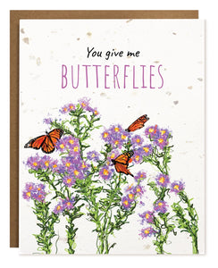 You Give Me Butterflies Plantable Valentine's Day Greeting Card