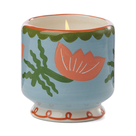 A Dopo 8 oz Hand-Painted "Flower" Ceramic Candle - Cactus Flower