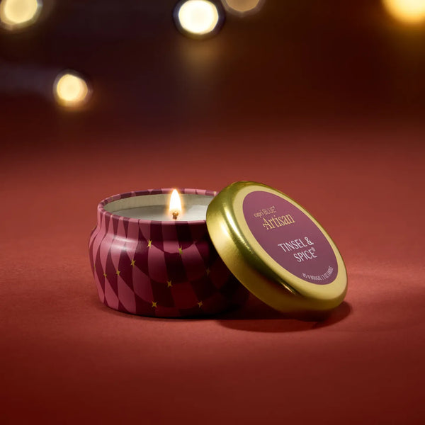 Winter Bazaar Mini Tin 3oz. Candle - Tinsel & Spice