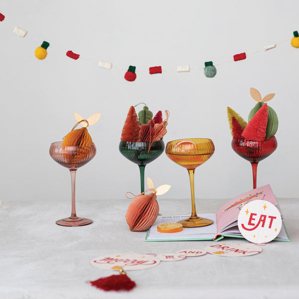 Colored Ribbed Champagne Coupe Glass