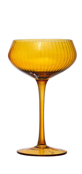 Colored Ribbed Champagne Coupe Glass