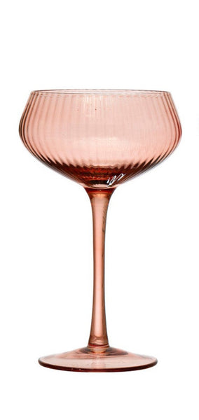 Colored Ribbed Champagne Coupe Glass